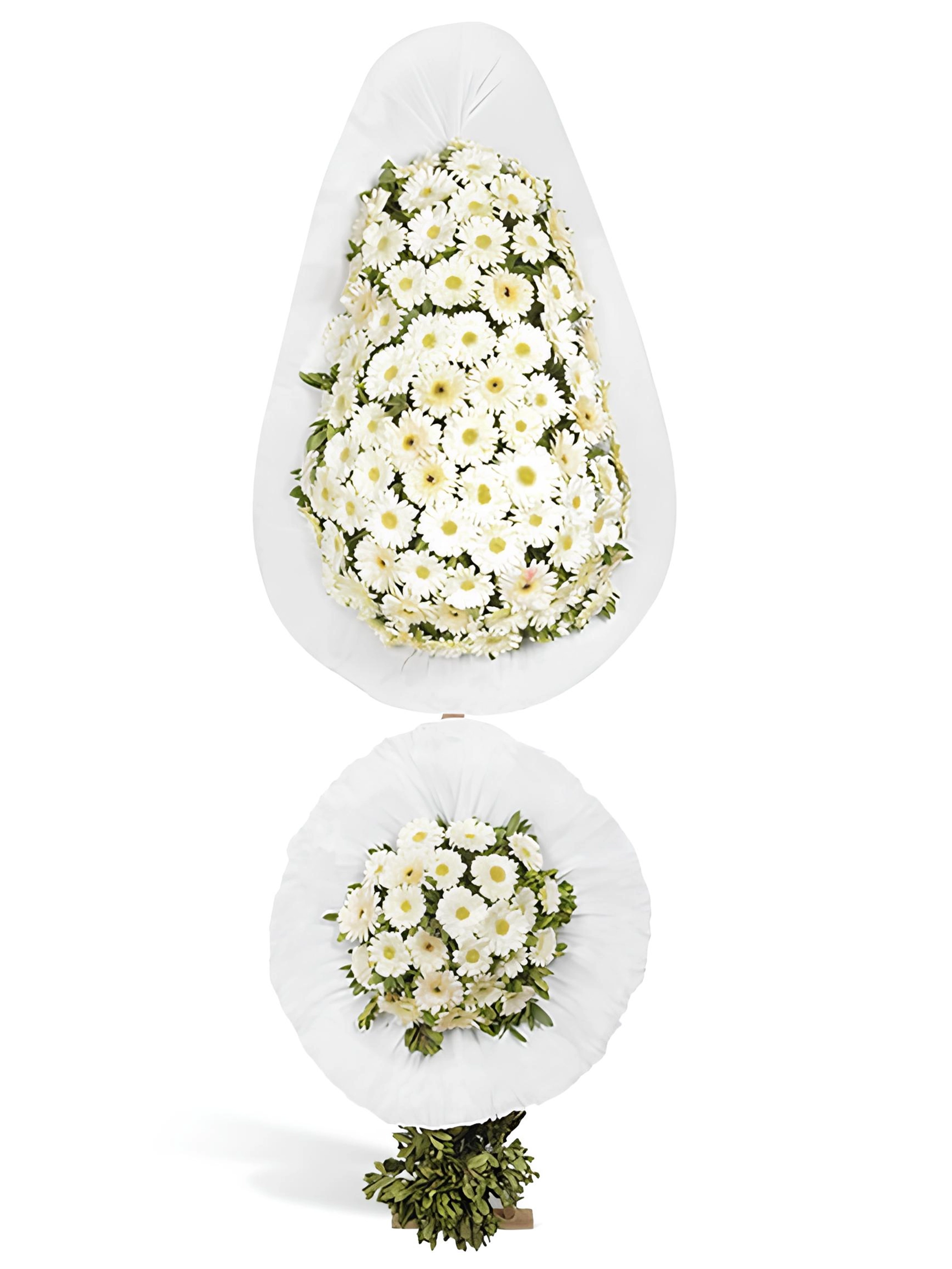 Beyaz Çift Katlı Çelenk