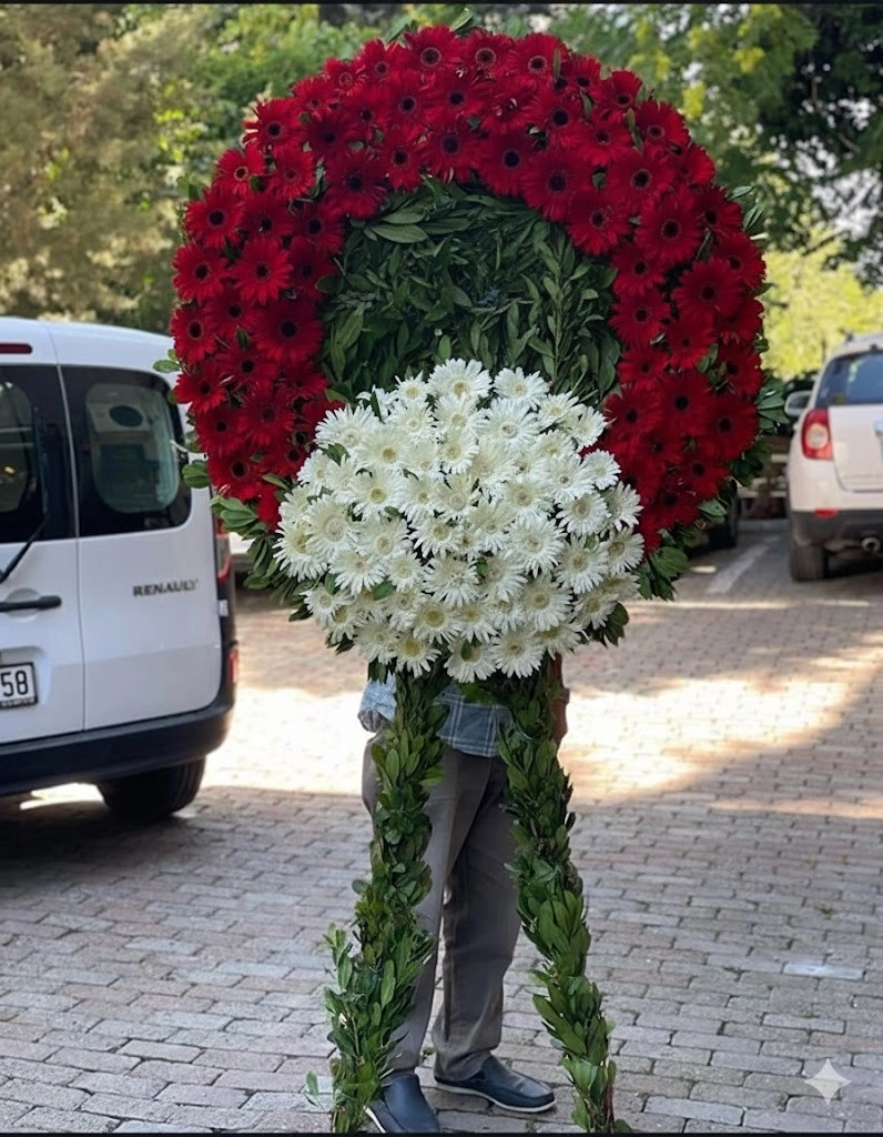 Kırmızı Beyaz Cenaze Çelenk