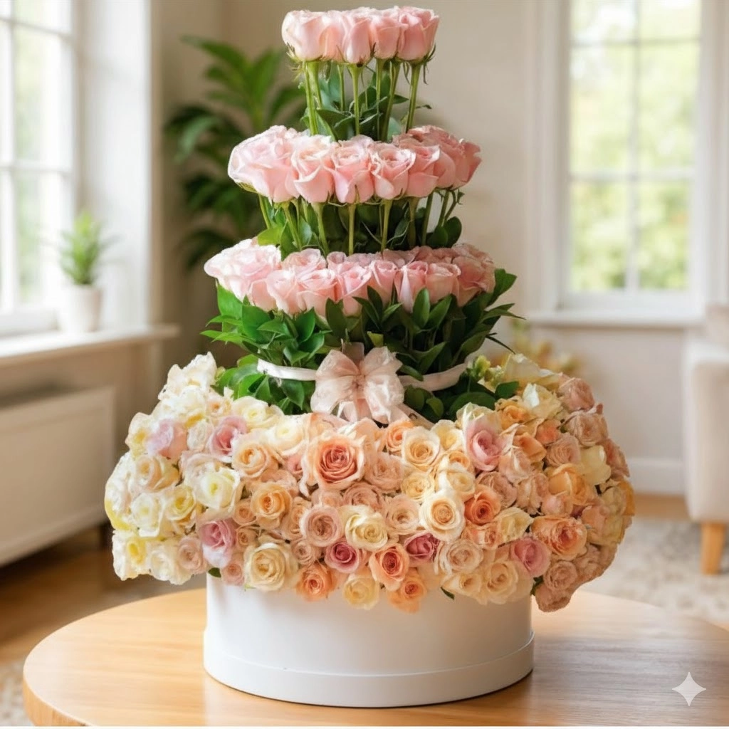 Luxury Box Dev Renkli Güller