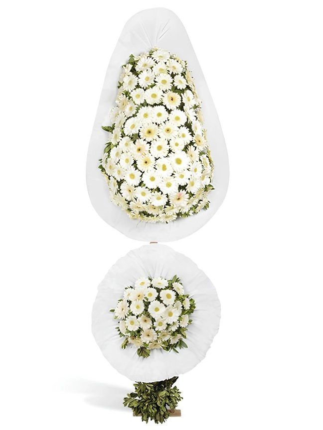 Beyaz Çift Katlı Çelenk