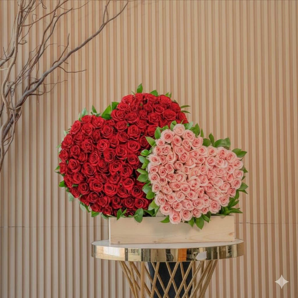 Heart Surprise Kırmızı - Pembe Güller