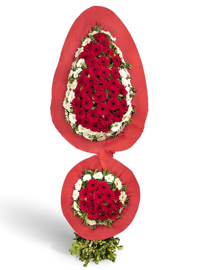 Kırmızı Beyaz Çift Katlı Çelenk