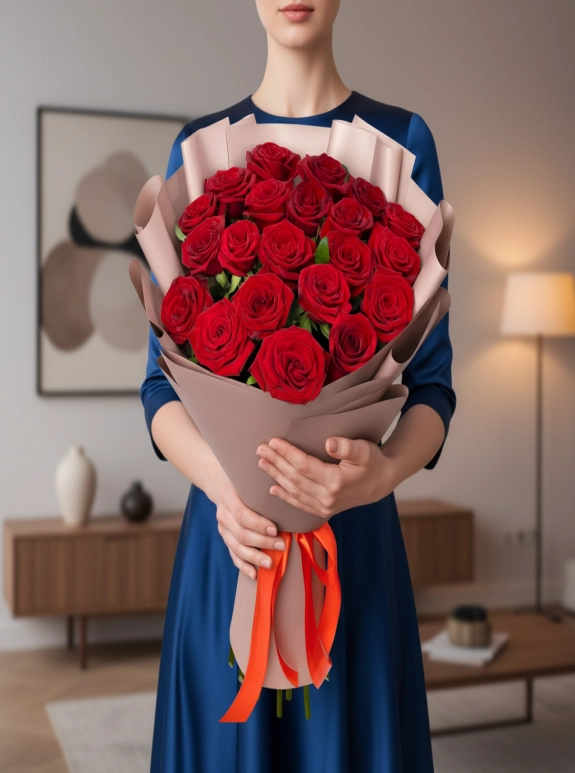 21'Li Kırmızı Gül Buketi