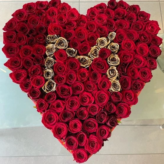 Roses In A Heart Box